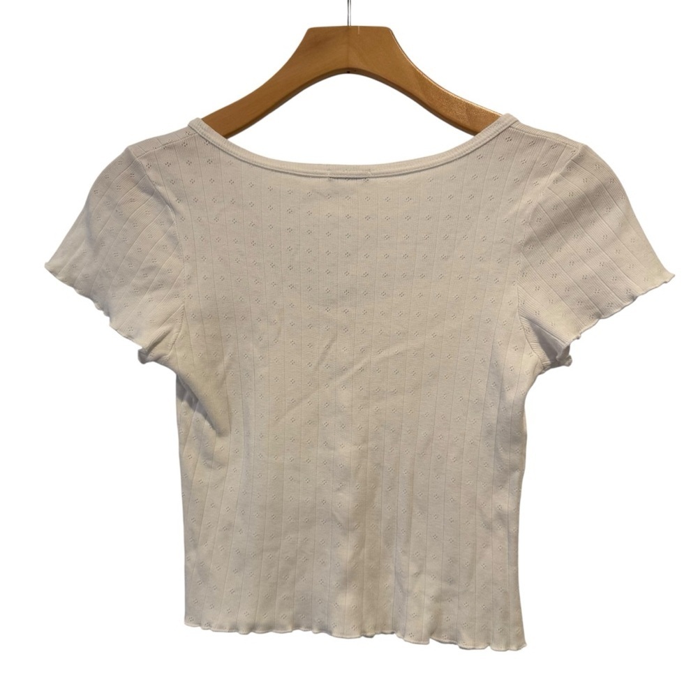 Brandy Melville women's pointelle cotton crop top size 5 - Picture 3 of 9